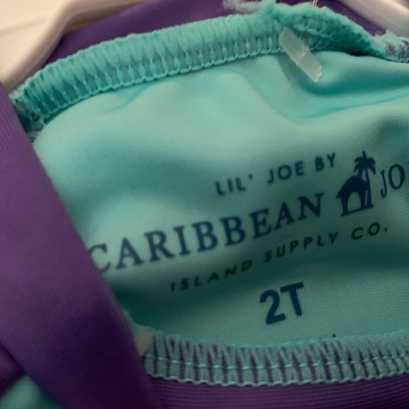 Caribbean Joe Girl’s Swimsuit With Short Sleeve Rash Guard Set 2-T - Picture 7 of 9